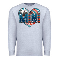 Heather Grey American mini heart 4th of july Premium Sweatshirt - FaDigitalArtStudio