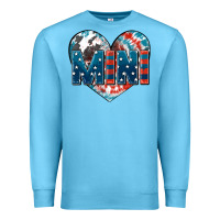 Ocean Blue American mini heart 4th of july Premium Sweatshirt - FaDigitalArtStudio