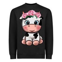Black cute cow Heavyweight Sweatshirt - texasbilliewilder