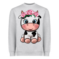Heather Grey cute cow Heavyweight Sweatshirt - texasbilliewilder