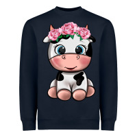 Navy cute cow Heavyweight Sweatshirt - texasbilliewilder