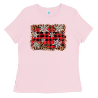 Bubblegum Pink snowflake background Ladies Tee - BarkalooDesign