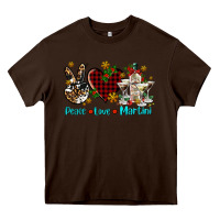 Chocolate Brown peace love martini Heavy Core Tee - AdoDesignShop