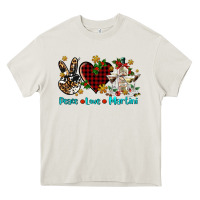 Cream peace love martini Heavy Core Tee - AdoDesignShop