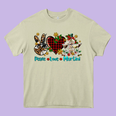 Peace Love Martini Heavy Core Tee Designed By Adodesignshop