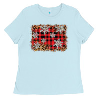 Baby Blue snowflake background Ladies Tee - BarkalooDesign