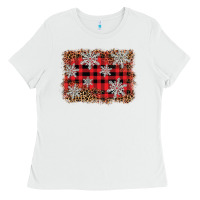 White snowflake background Ladies Tee - BarkalooDesign