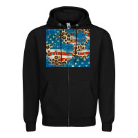 Black leopard glitter american flag Zipper Hoodie - CowGirlArtShop