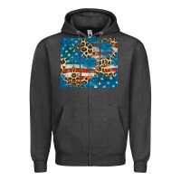 Charcoal Heather leopard glitter american flag Zipper Hoodie - CowGirlArtShop