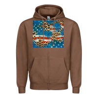 Chestnut leopard glitter american flag Zipper Hoodie - CowGirlArtShop