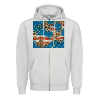 Leopard Glitter American Flag Zipper Hoodie | Teevron