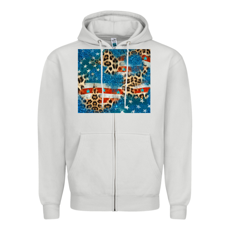 Leopard Glitter American Flag Zipper Hoodie by CowGirlArtShop | Teevron