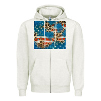 Oatmeal Heather leopard glitter american flag Zipper Hoodie - CowGirlArtShop