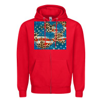 Red leopard glitter american flag Zipper Hoodie - CowGirlArtShop