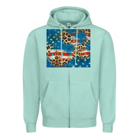 Seafoam leopard glitter american flag Zipper Hoodie - CowGirlArtShop