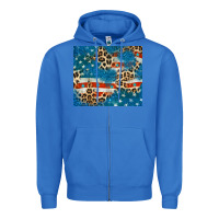 True Royal leopard glitter american flag Zipper Hoodie - CowGirlArtShop