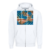 White leopard glitter american flag Zipper Hoodie - CowGirlArtShop