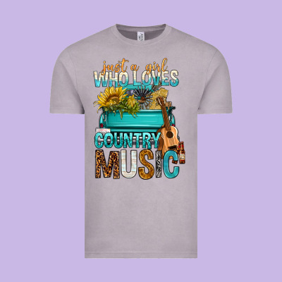 Just A Girl Who Loves Country Music Vintage Tee Designed By Bundleandbundleshop
