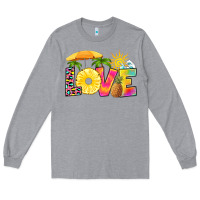 Heather Grey love pineapple Long Sleeve Tee - RanaPortraitStore