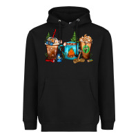 Black Camping Coffee Cups Heavyweight Hoodie - FaDigitalArtStudio