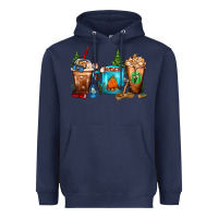 Navy Camping Coffee Cups Heavyweight Hoodie - FaDigitalArtStudio