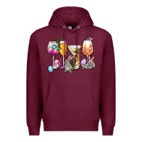 Burgundy Easter wine glasses Premium Hoodie - OliviaCreatesArt