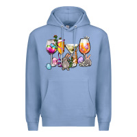 Colony Blue Easter wine glasses Premium Hoodie - OliviaCreatesArt
