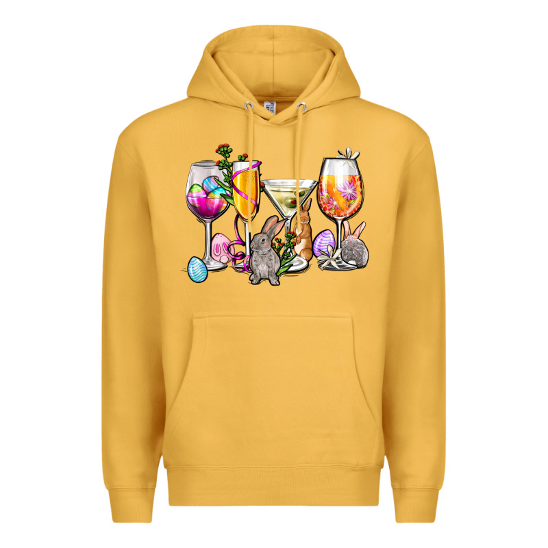 Easter Wine Glasses Premium Hoodie by OliviaCreatesArt | Teevron