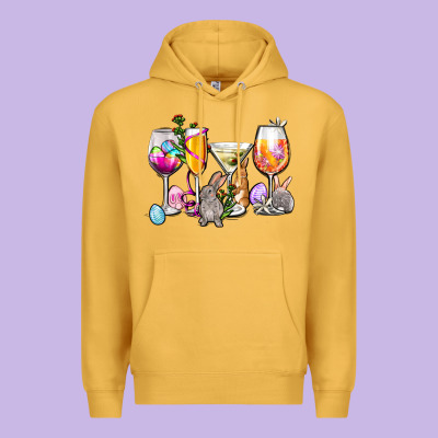 Easter Wine Glasses Premium Hoodie Designed By Oliviacreatesart