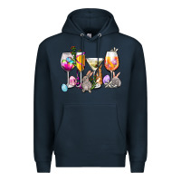 Navy Easter wine glasses Premium Hoodie - OliviaCreatesArt