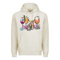 Oatmeal Heather Easter wine glasses Premium Hoodie - OliviaCreatesArt