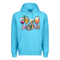 Ocean Blue Easter wine glasses Premium Hoodie - OliviaCreatesArt