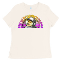 Bone doge coin hodl on we're going to the moon retro sunset Ladies Tee - Jasminsmagicworld