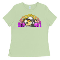 Matcha doge coin hodl on we're going to the moon retro sunset Ladies Tee - Jasminsmagicworld