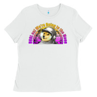 White doge coin hodl on we're going to the moon retro sunset Ladies Tee - Jasminsmagicworld