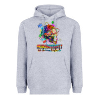 Heather Grey Neurodiversity is beautiful Heavyweight Hoodie - FaDigitalArtStudio