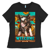 Black western pig garden Ladies Tee - LillyAllenDesigns