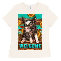 Bone western pig garden Ladies Tee - LillyAllenDesigns