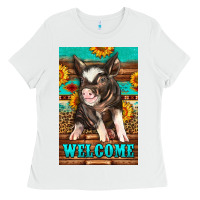 White western pig garden Ladies Tee - LillyAllenDesigns