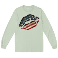 Matcha Vintage American Flag Lips Long Sleeve Tee - Bettercallsaul
