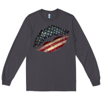 Smoke Vintage American Flag Lips Long Sleeve Tee - Bettercallsaul