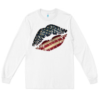 White Vintage American Flag Lips Long Sleeve Tee - Bettercallsaul