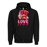Black Love is in the air with gnomies Valentine's Day Zipper Hoodie - HowdyJamesFarm