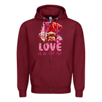 Burgundy Love is in the air with gnomies Valentine's Day Zipper Hoodie - HowdyJamesFarm