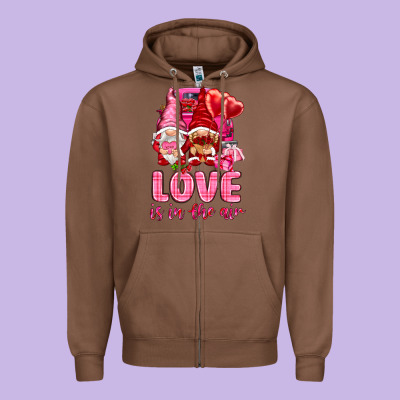 Love Is In The Air With Gnomies Valentine's Day Zipper Hoodie Designed By Howdyjamesfarm