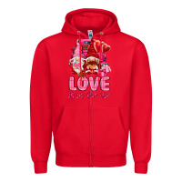 Red Love is in the air with gnomies Valentine's Day Zipper Hoodie - HowdyJamesFarm