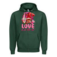 Sports Green Love is in the air with gnomies Valentine's Day Zipper Hoodie - HowdyJamesFarm