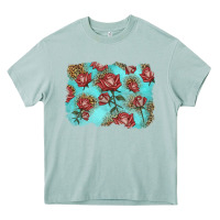 Arona red roses with leopard background Heavy Core Tee - LillyAllenDesigns