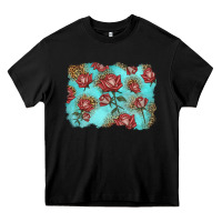 Black red roses with leopard background Heavy Core Tee - LillyAllenDesigns