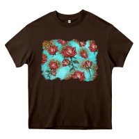 Chocolate Brown red roses with leopard background Heavy Core Tee - LillyAllenDesigns